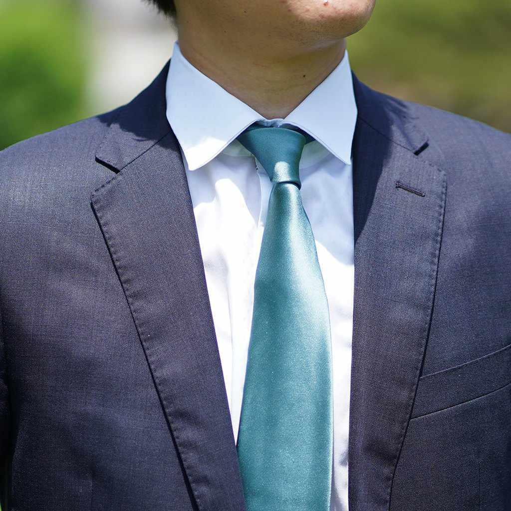【ネクタイ】セラドングリーン 雅 33匁シルクサテン | 郡内織物 | 富士桜工房