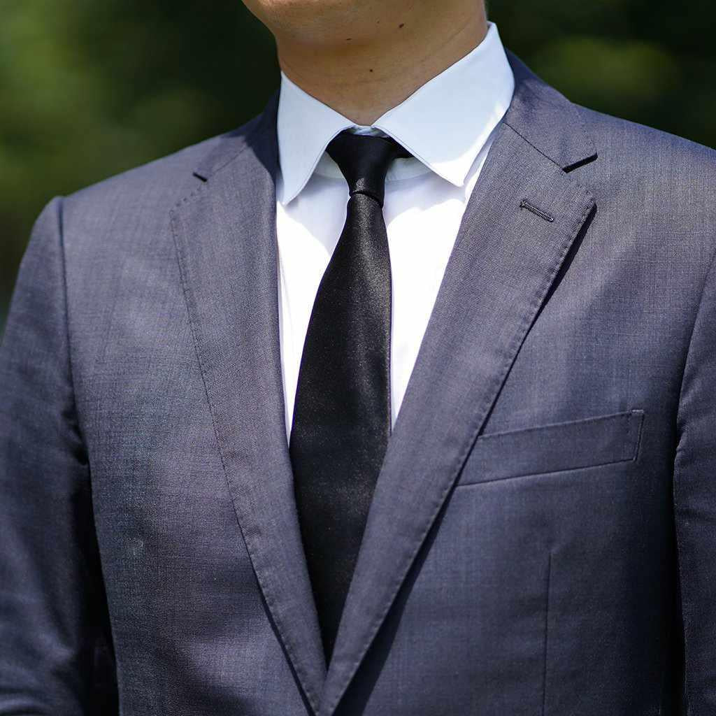 【ネクタイ】ブラック 雅 33匁シルクサテン | 郡内織物 | 富士桜工房