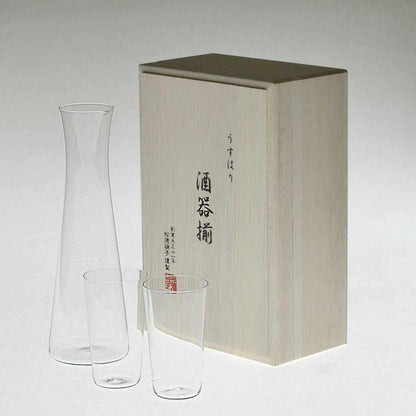 【江戸硝子】うすはり 酒器揃 3点セット 木箱入