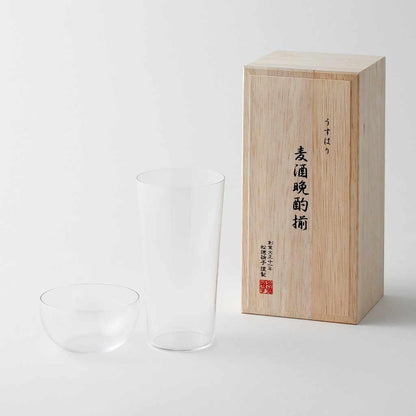 【江戸硝子】うすはり タンブラーL&柿ピー小鉢セット 木箱入