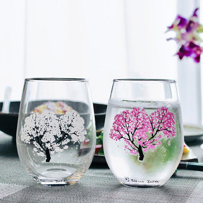 冷感 櫻花圖案 玻璃杯