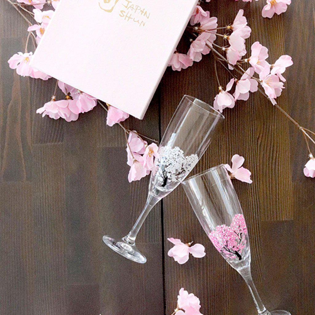 【シャンパングラス2点セット】冷感 桜 | 丸モ高木陶器