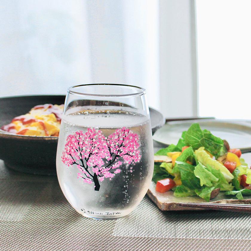 冷感 櫻花圖案 玻璃杯