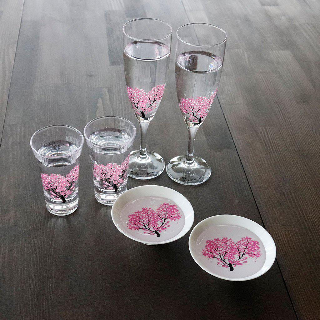【シャンパングラス2点セット】冷感 桜 | 丸モ高木陶器