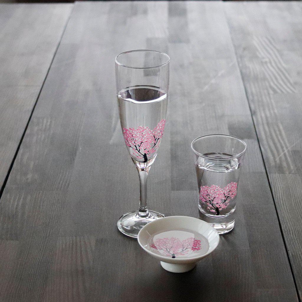 【シャンパングラス2点セット】冷感 桜 | 丸モ高木陶器