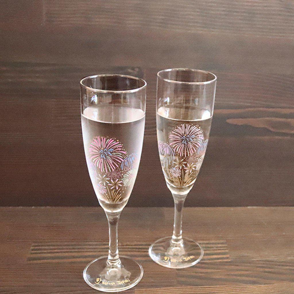 【シャンパングラス2点セット】冷感 花火 | 丸モ高木陶器