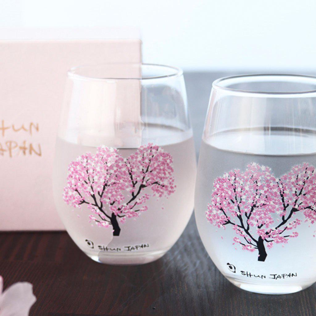 冷感 櫻花圖案 玻璃杯