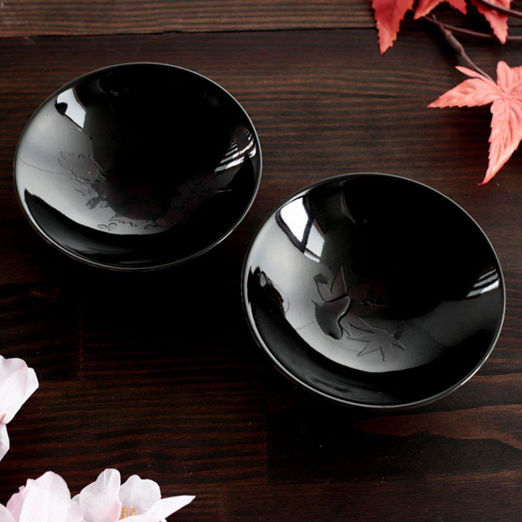 【平盃2点セット】温感 桜・紅葉 平盃 (黒) | 美濃焼 | 丸モ高木陶器