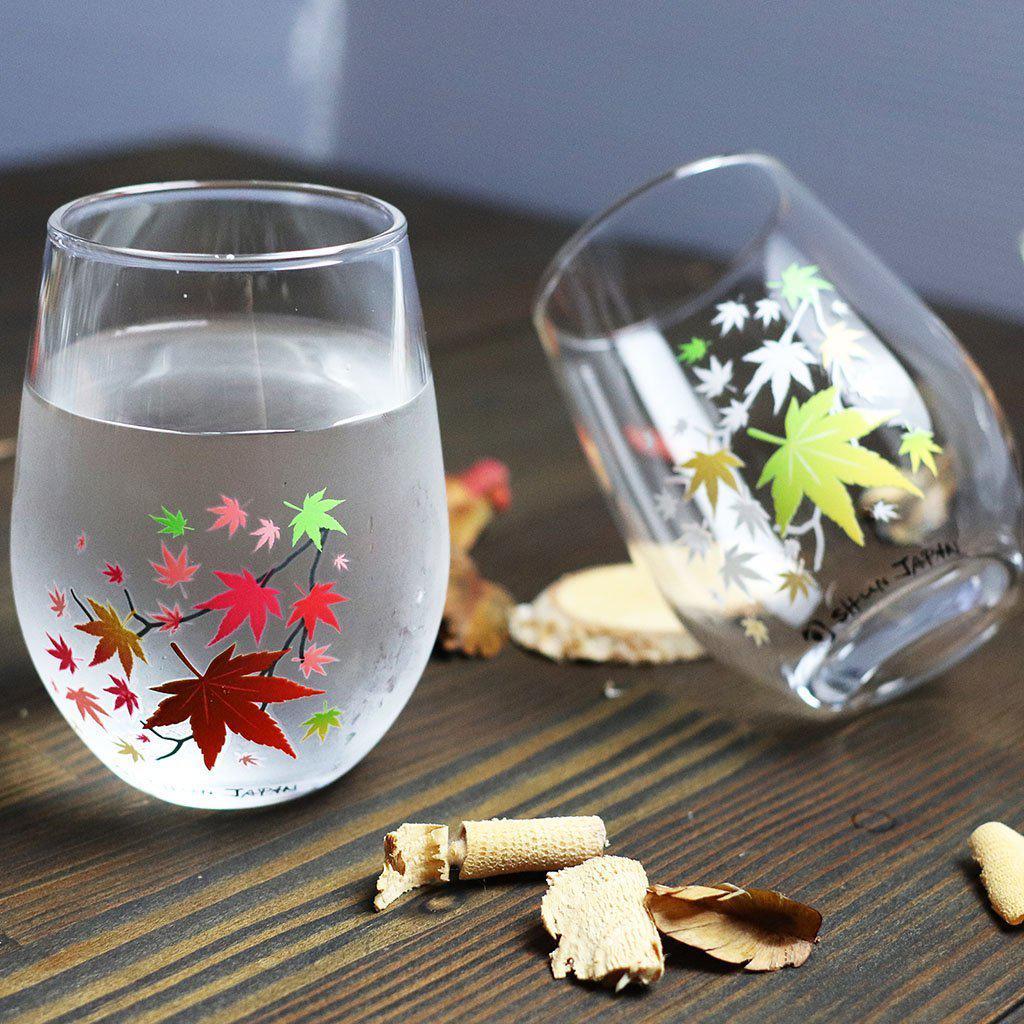 冷感楓葉圖案玻璃杯