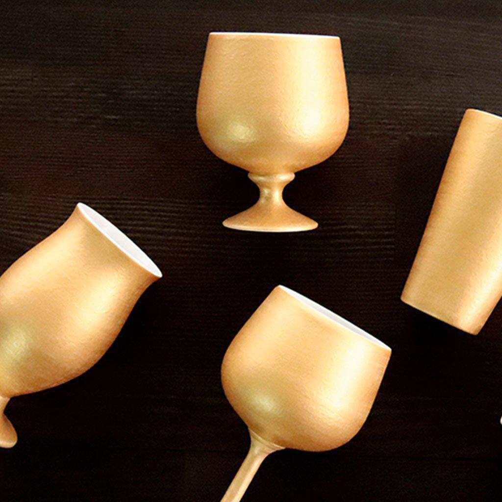 【ワインカップ】Gold Wine 陶Glass (Short) | 美濃焼 | 丸モ高木陶器