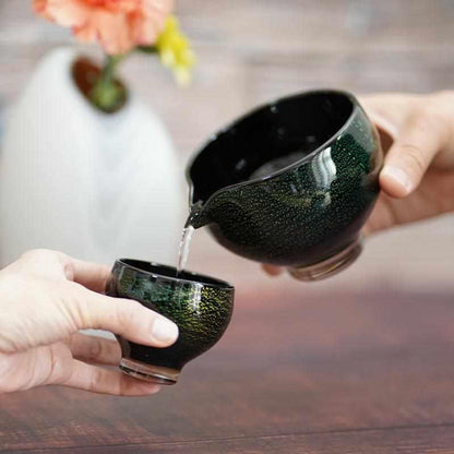 【吹きガラス】Izumo 酒器3点セット 彩 ~sai~ グリーン