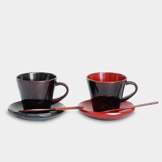 【カップ 八雲塗】2点セット 皿・スプーン付 日本製 伝統工芸 漆器