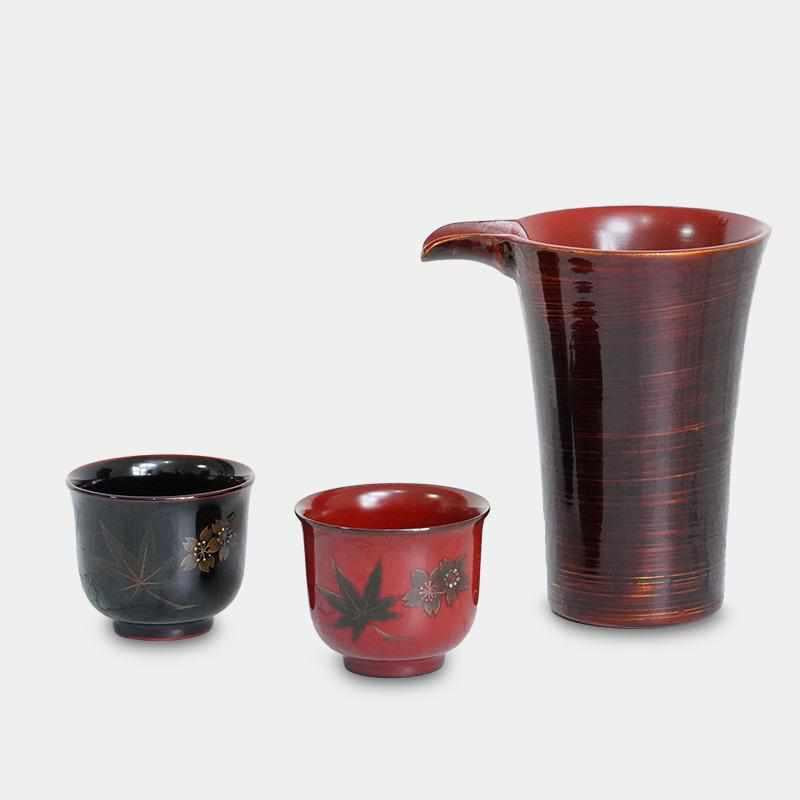 【酒器】3点セット 千筋背高 (内根来) 春秋 | 八雲塗