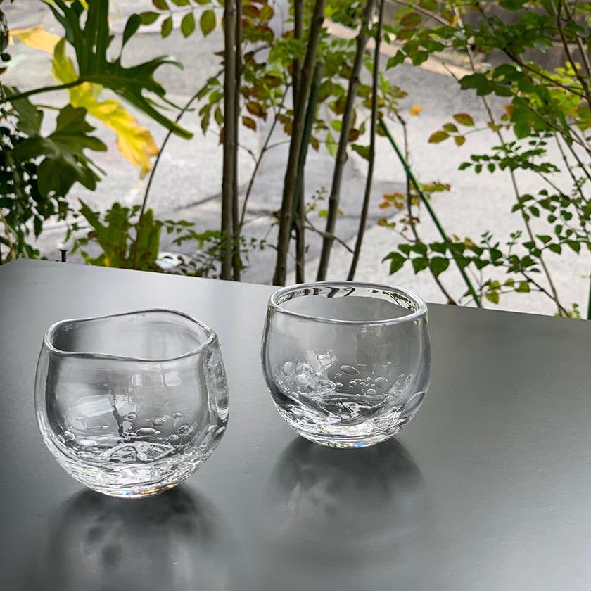 【吹きガラス】SUN GLASS STUDIO KYOTO ゆらぎ 酒器3ヶセット(徳利1個&ぐい呑み2個)
