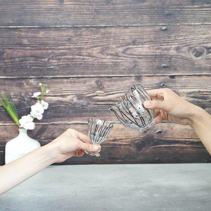 【吹きガラス】SUN GLASS STUDIO KYOTO 玄 酒器セット (酒差し, 盃1個)
