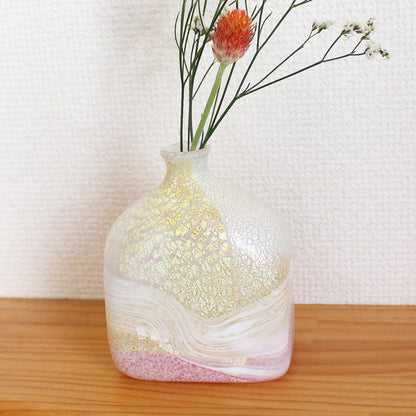 【吹きガラス】SUN GLASS STUDIO KYOTO 薫風 花器 ピンク
