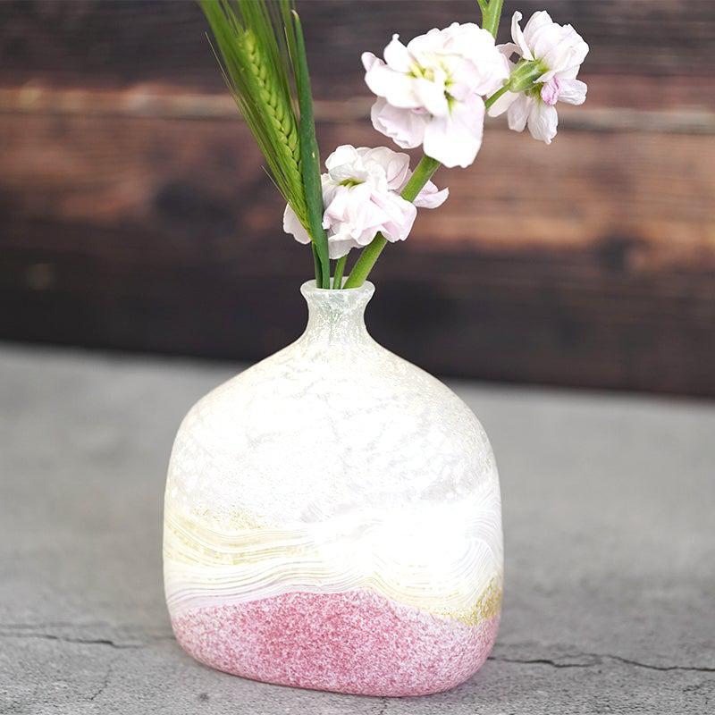 【吹きガラス】SUN GLASS STUDIO KYOTO 薫風 花器 ピンク