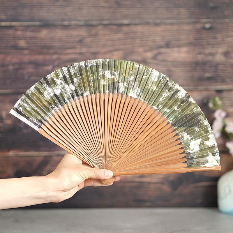 【扇子】箔彩 hakuiro 老緑 7.5寸 | 京扇子 | 米原康人