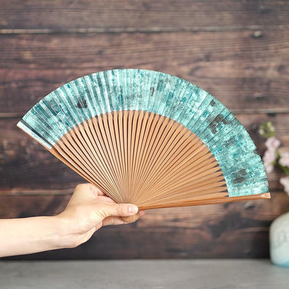 【扇子】箔彩 hakuiro 水浅葱 7.5寸 | 京扇子 | 米原康人