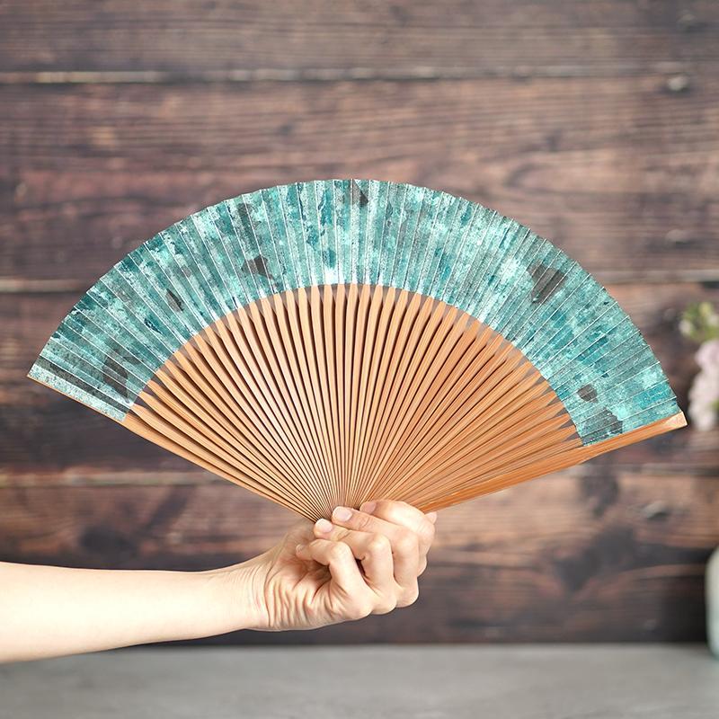 【扇子】箔彩 hakuiro 水浅葱 7.5寸 | 京扇子 | 米原康人