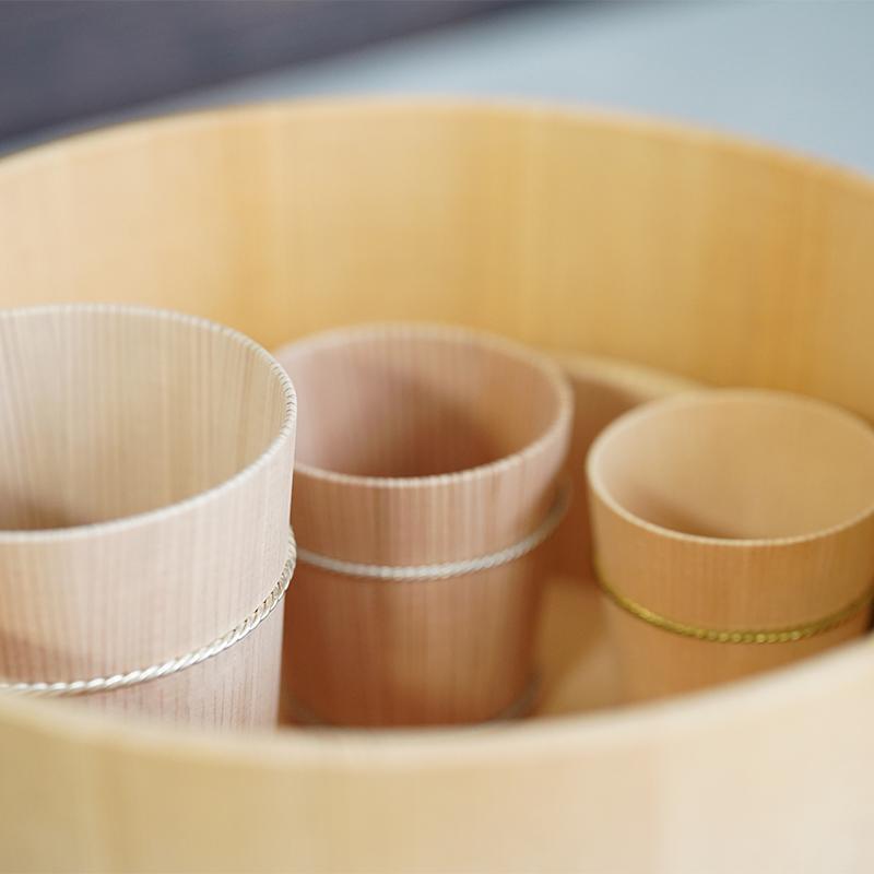 【京指物】桶屋 近藤 ぐい呑 一寸七分 縦型 /吉野杉