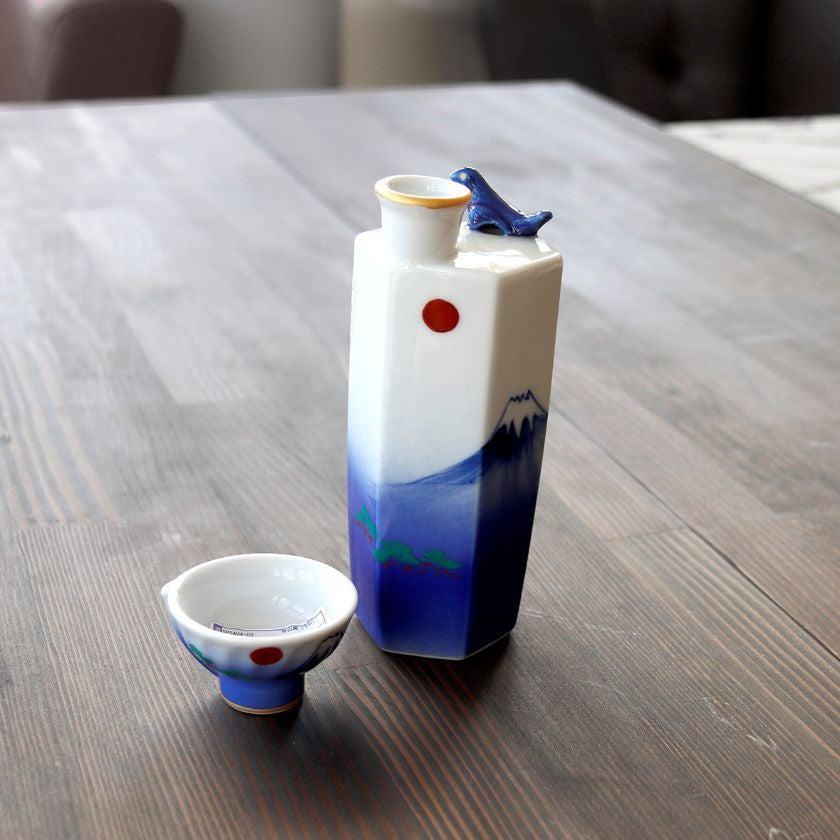 【酒器セット3点セット】音が鳴る!桜富士山のサウンド (徳利 &盃) | 美濃焼 | 丸モ高木陶器