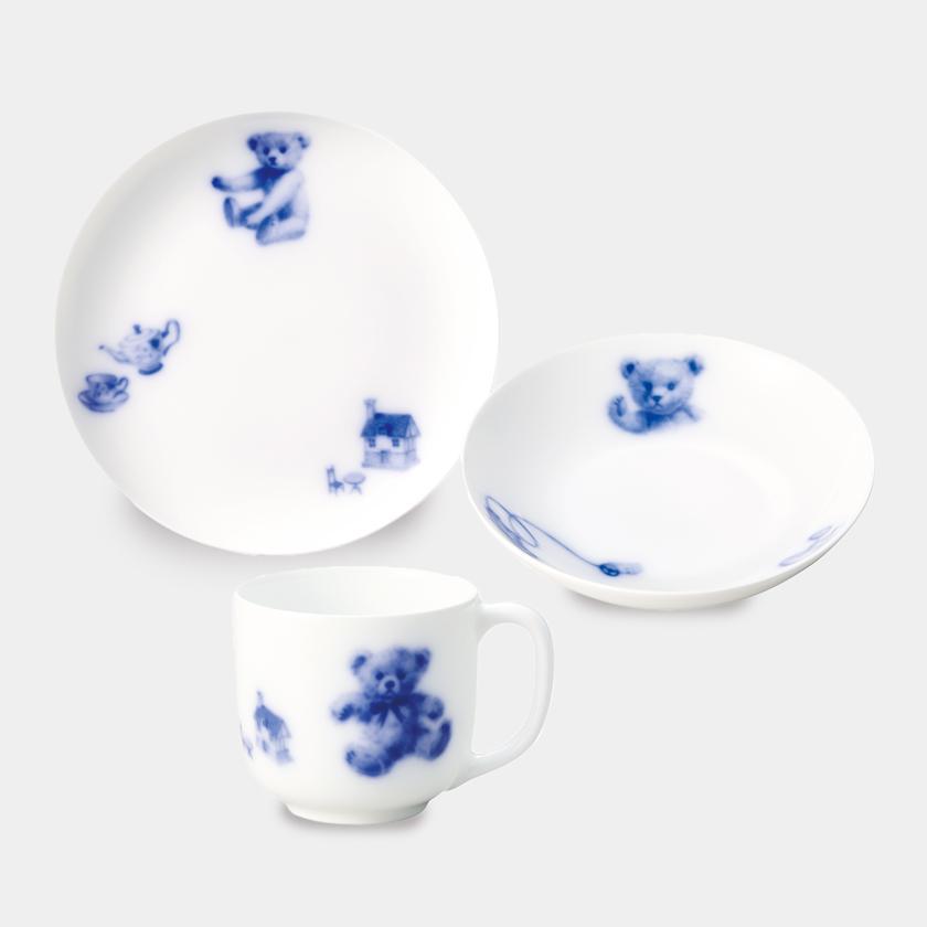 【磁器】大倉陶園 マイリトルベア3点セット(プレート、マグカップ、フルーツ皿)