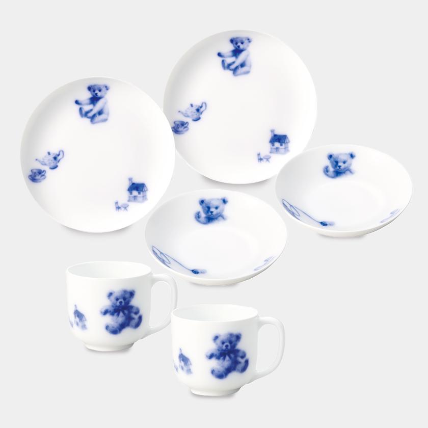 【磁器】大倉陶園 マイリトルベア6点セット(プレート、マグカップ、フルーツ皿各2点)