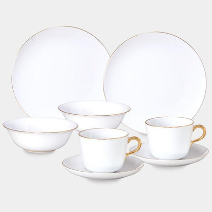 【磁器】大倉陶園 ゴールドライン(クープシェープ) ブランチセット(ミート皿、ポリッジボール、モーニングカップ各2点)