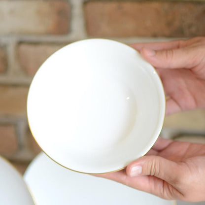【磁器】大倉陶園 ゴールドライン(クープシェープ) ブランチセット(ミート皿、ポリッジボール、モーニングカップ各2点)