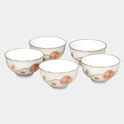 【磁器】大倉陶園 花毬 湯呑み(5客揃)