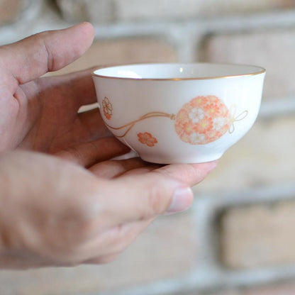 【磁器】大倉陶園 花毬 湯呑み(5客揃)