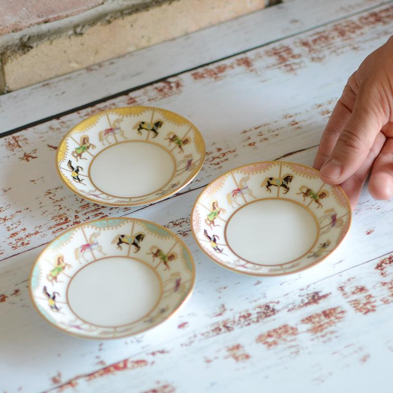 【磁器】大倉陶園 「うまくゆく 回転木馬」 10cmミニディッシュ(3色セット)