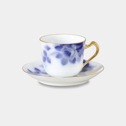 【磁器】大倉陶園 ブルーローズ コーヒーカップ&ソーサー