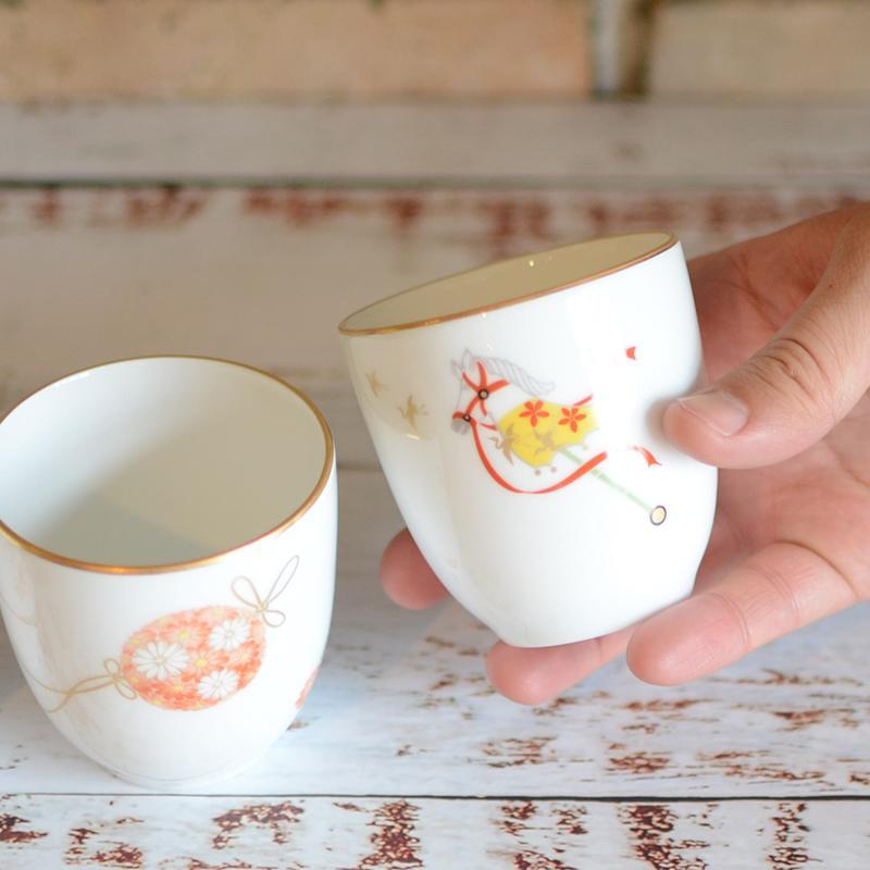 【磁器】大倉陶園 四季湯呑み碗シリーズ(4客揃)