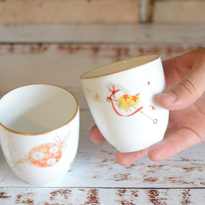 【磁器】大倉陶園 四季湯呑み碗シリーズ(4客揃)