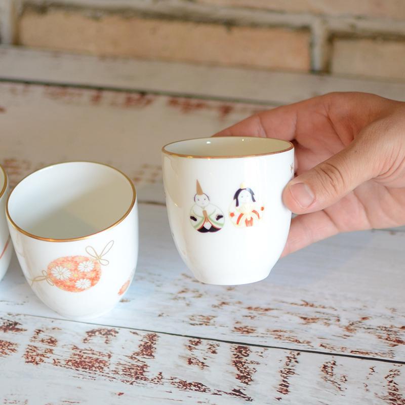 【磁器】大倉陶園 四季湯呑み碗シリーズ(4客揃)