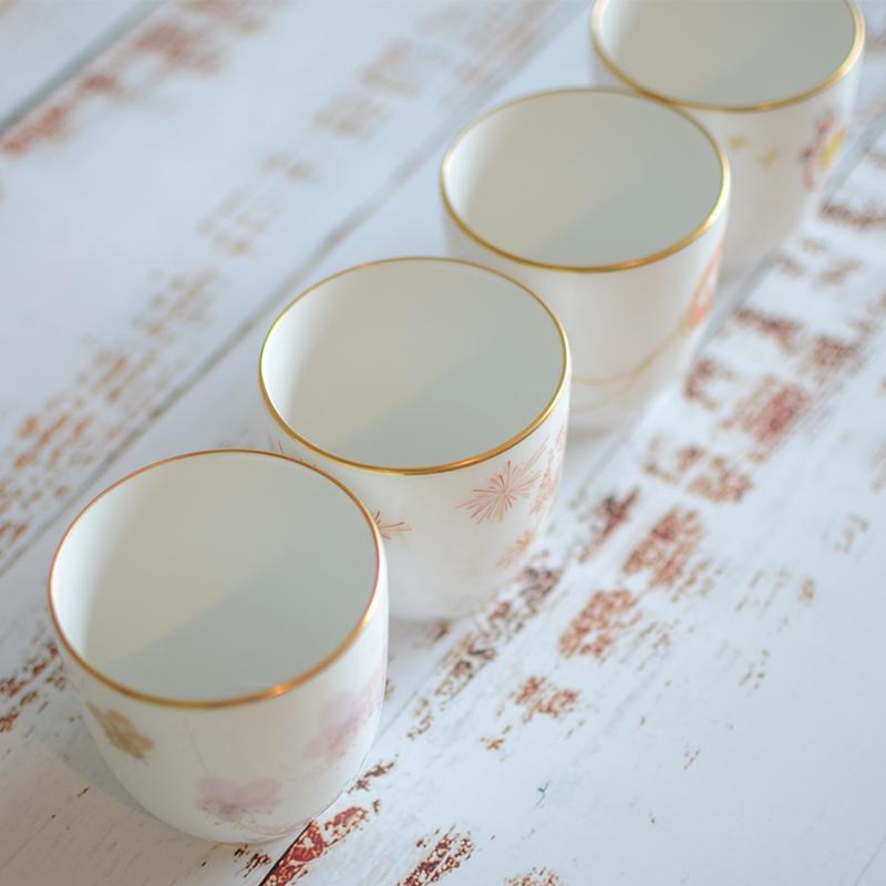 【磁器】大倉陶園 四季湯呑み碗シリーズ(4客揃)