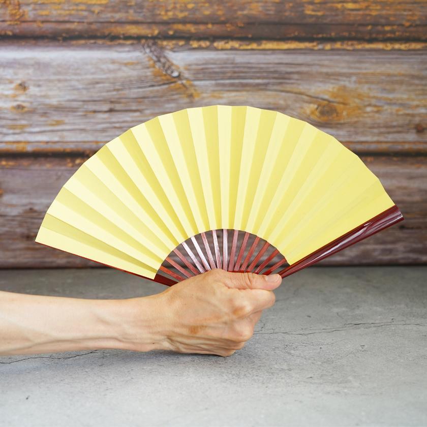 【扇子】女持 色無地 黄 溜塗 | 江戸扇子|雲錦堂 深津扇子店