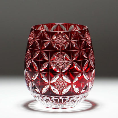 【グラス】ienomi 菊七宝 -kiku shippo- (赤)|切子