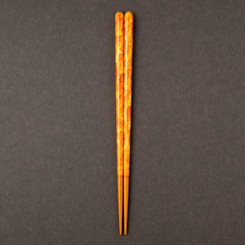 【箸】 彩筆 (紅葉) 箸置付 (22.5cm) |筆描き