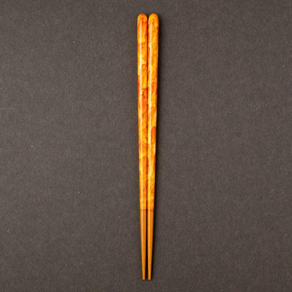 【箸】 彩筆 (紅葉) 箸置付 (22.5cm) |筆描き