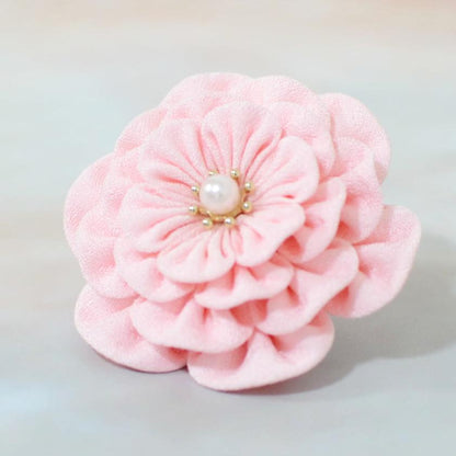 【アクセサリー】桜 (バレッタ、三角ブローチ、四角ブローチ、丸ブローチ 4点セット ) | つまみ細工