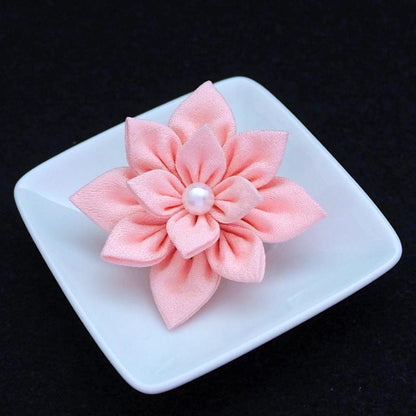 【アクセサリー】桜 (バレッタ、三角ブローチ、四角ブローチ、丸ブローチ 4点セット ) | つまみ細工