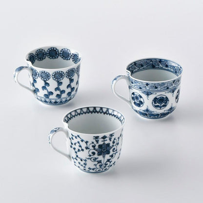【マグカップ】一方押し 丸紋花絵 | 三川内焼 | 平戸松山窯