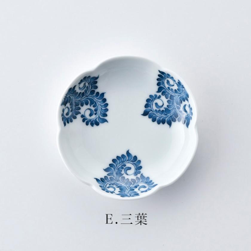 【お皿6枚セット】輪花小皿 (6柄) 葉唐草 | 三川内焼 | 平戸松山窯