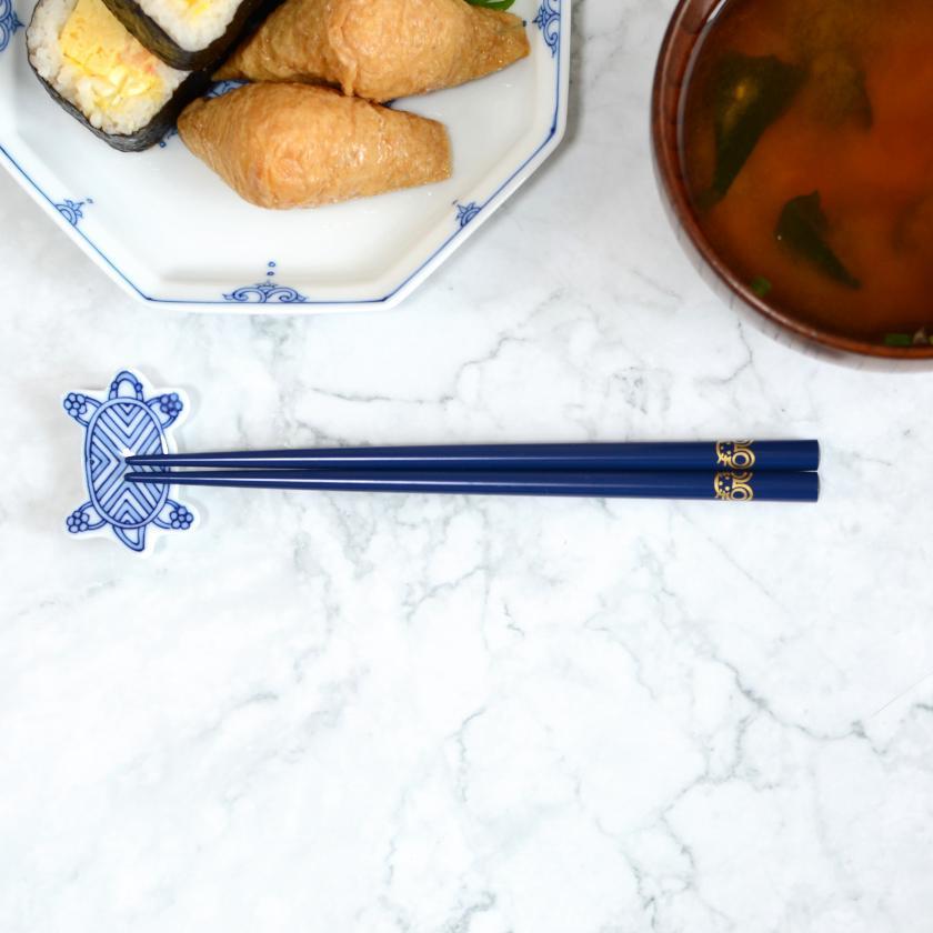 【輪島うるし箸 】橋本幸作漆器店 干支 こども箸 ねずみ 藍 (1膳, 名入れ可)