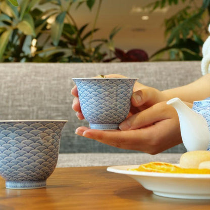 【湯呑み】そり仙茶 (2ヶ) 平戸青海波 | 三川内焼 | 平戸松山窯