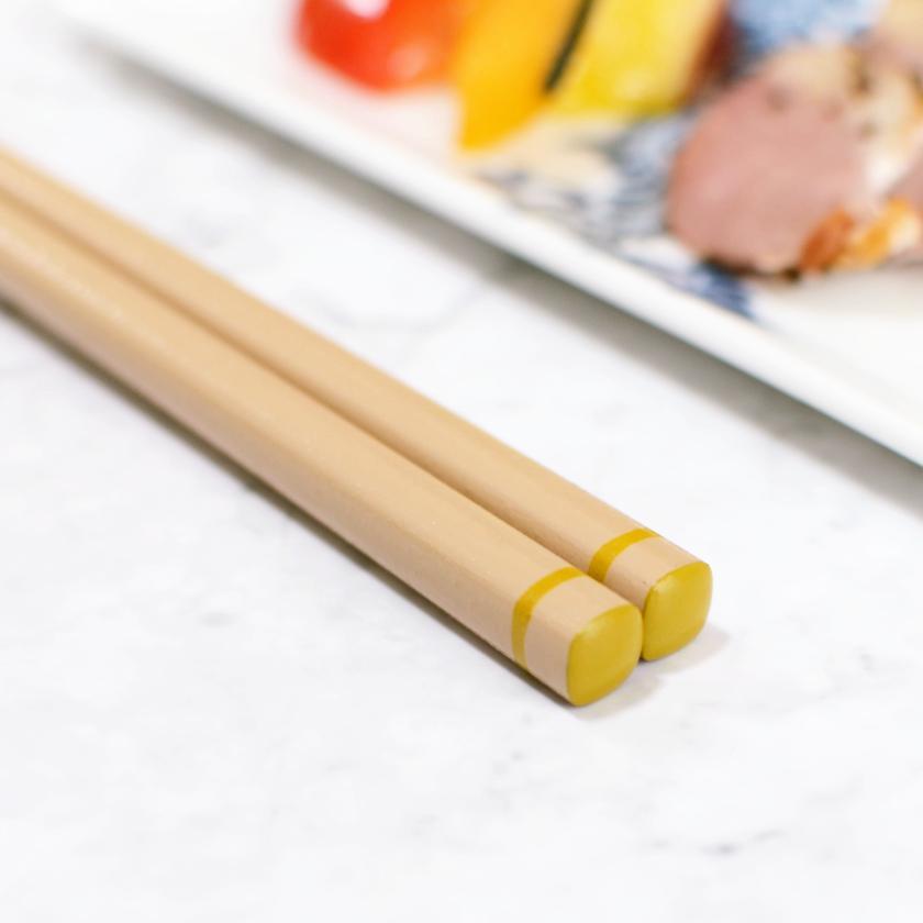 【漆 十八膳塗】十八膳 箸 こま 黄 (1膳)