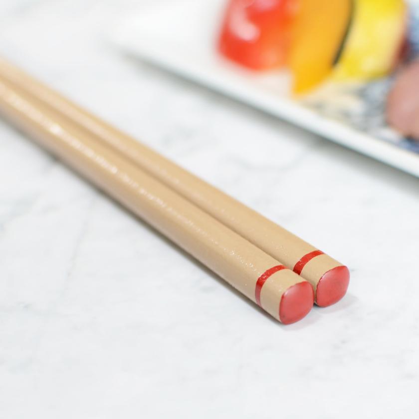 【漆 十八膳塗】十八膳 箸 こま 朱 (1膳)